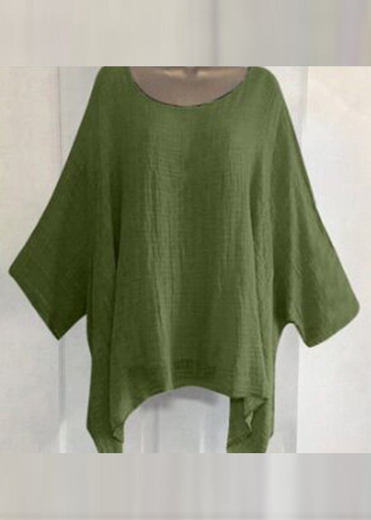 T-shirt Femme Coupe Asymétrique Col Rond Demi-Manches Grande Taille 3