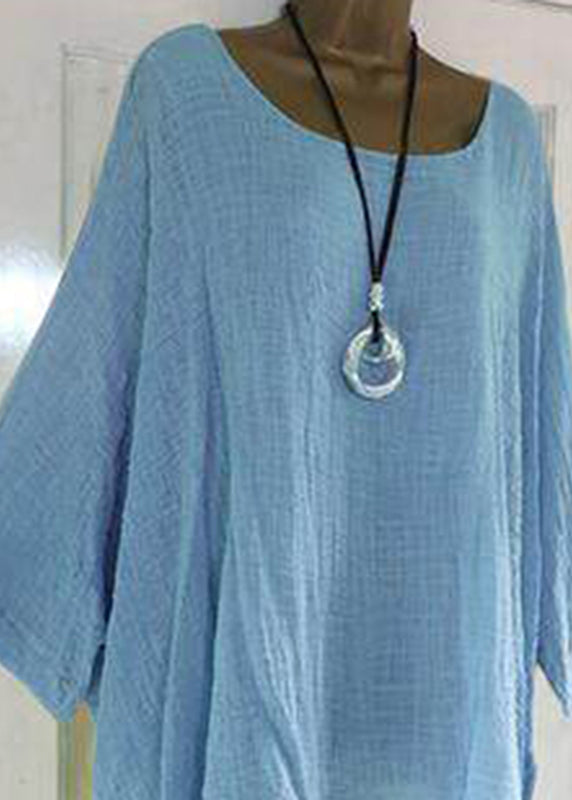 T-shirt Femme Coupe Asymétrique Col Rond Demi-Manches Grande Taille 4