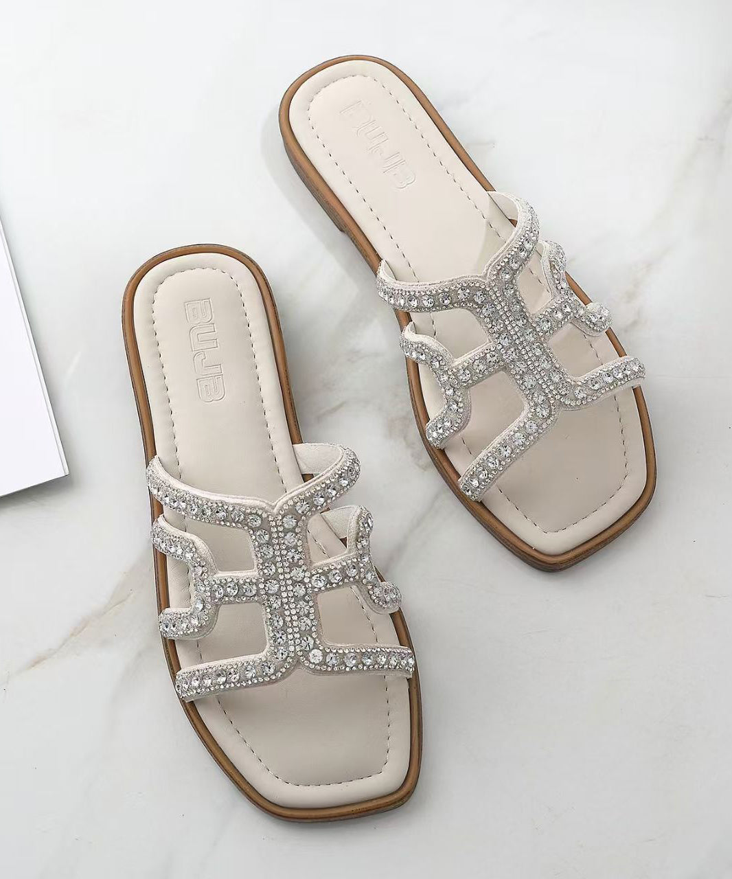 Tongs Femme Confortables avec Strass 3