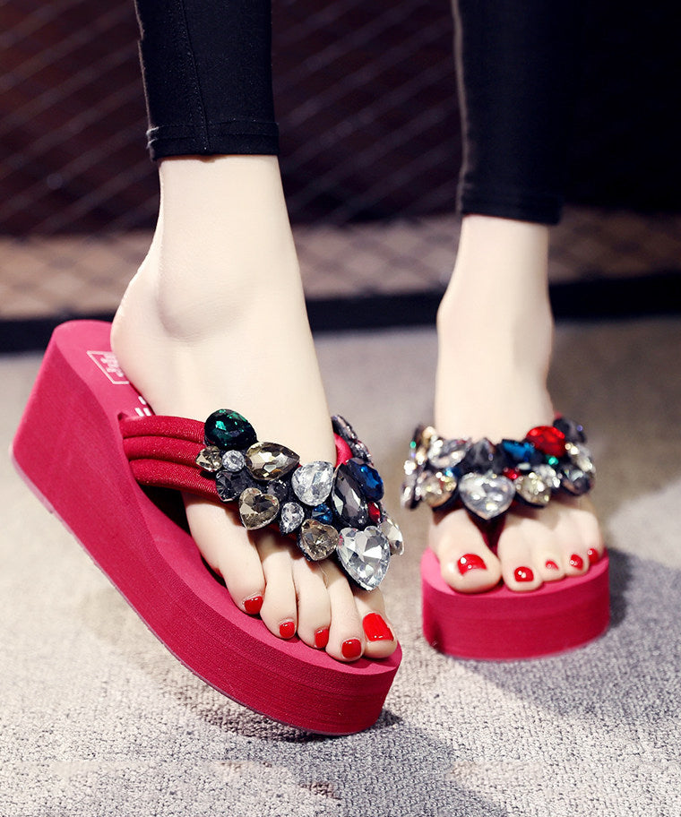 Tongs Femme Tendance avec Épissure et Talon Compensé 2