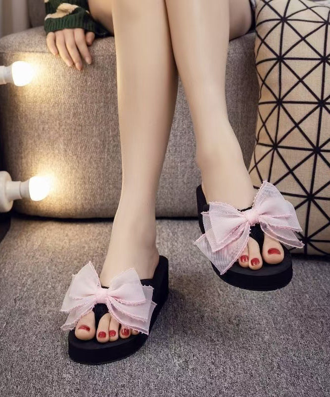 Tongs à plateforme avec nœud pour femmes 1