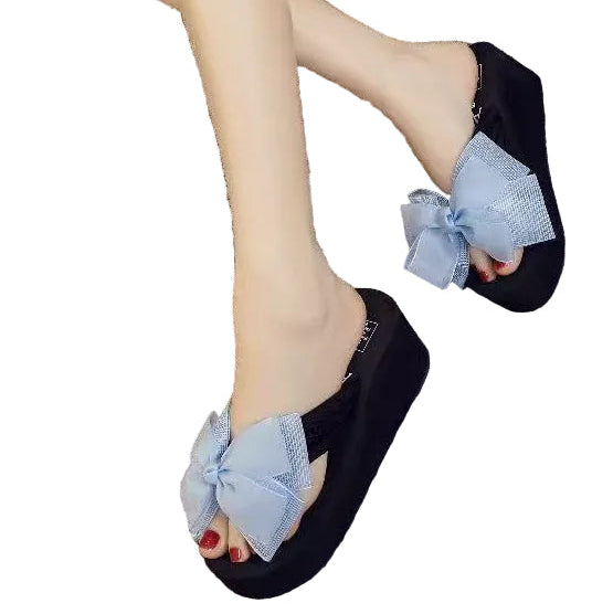 Tongs à plateforme avec nœud pour femmes 2