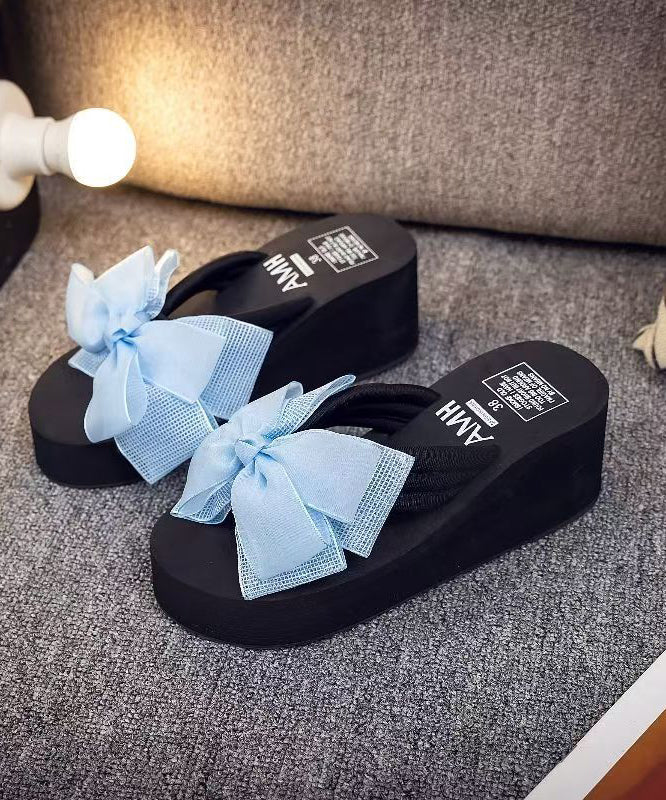 Tongs à plateforme avec nœud pour femmes 4