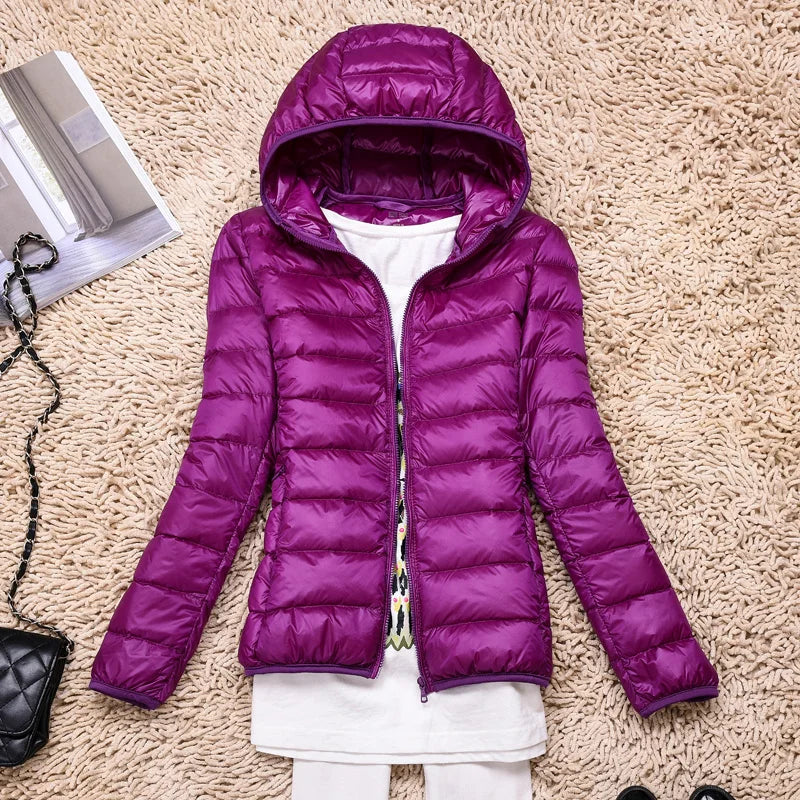 Veste d'hiver légère pour femmes avec capuche 14
