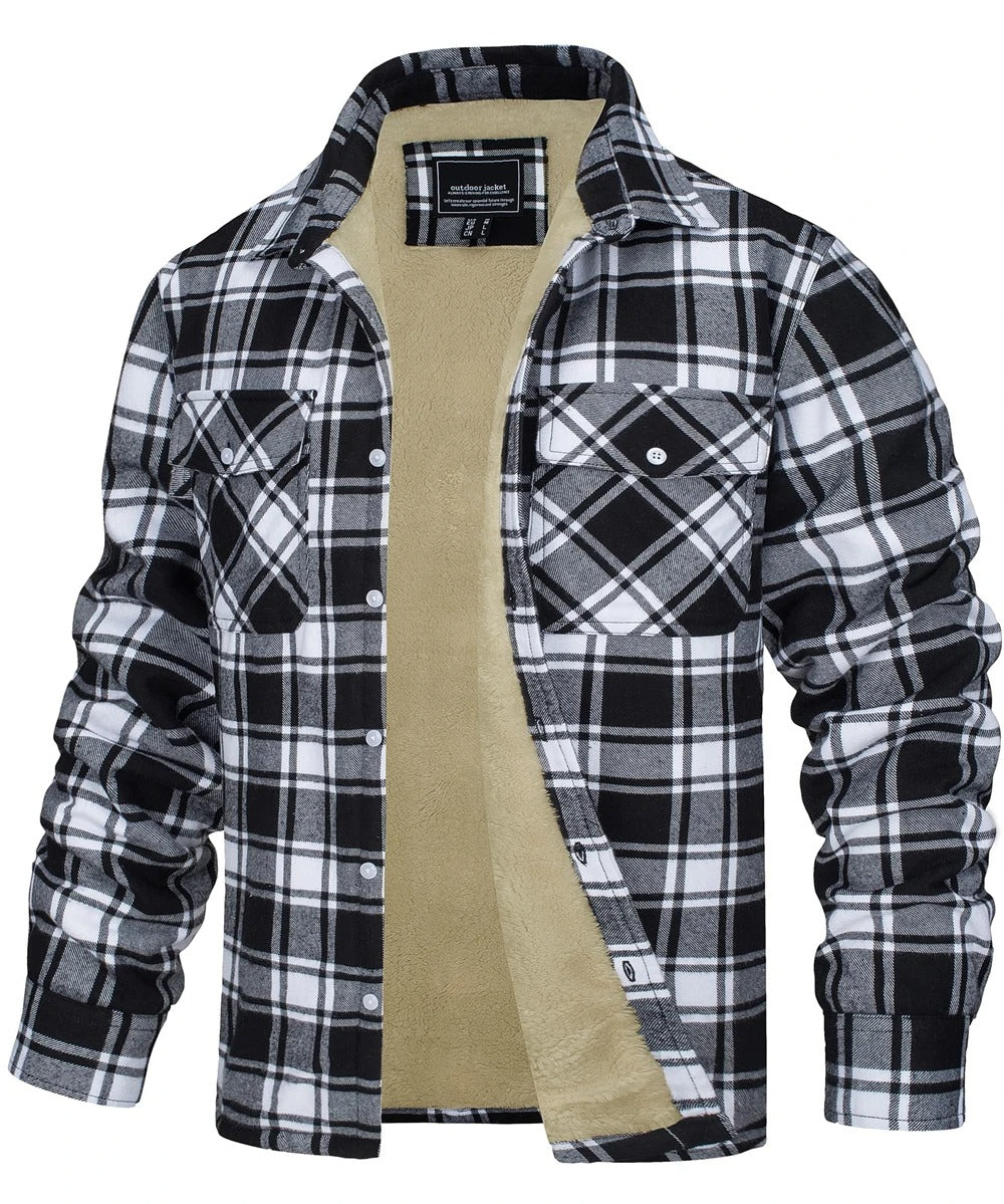 Veste en flanelle à carreaux pour homme, style coton 1