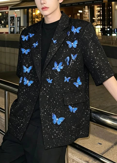 Veste homme manches courtes avec détails sequins 1