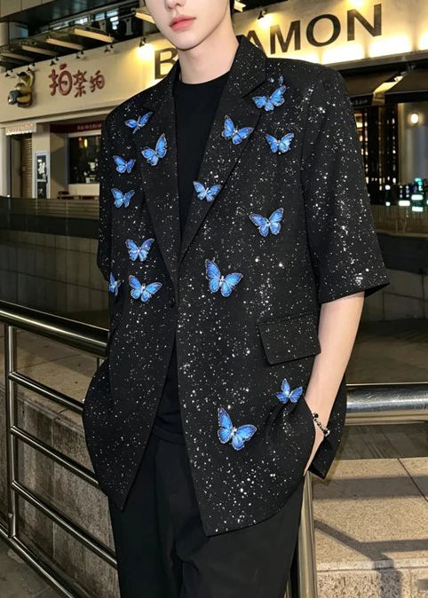 Veste homme manches courtes avec détails sequins 3