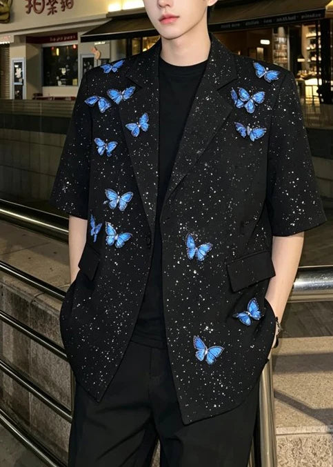 Veste homme manches courtes avec détails sequins 4
