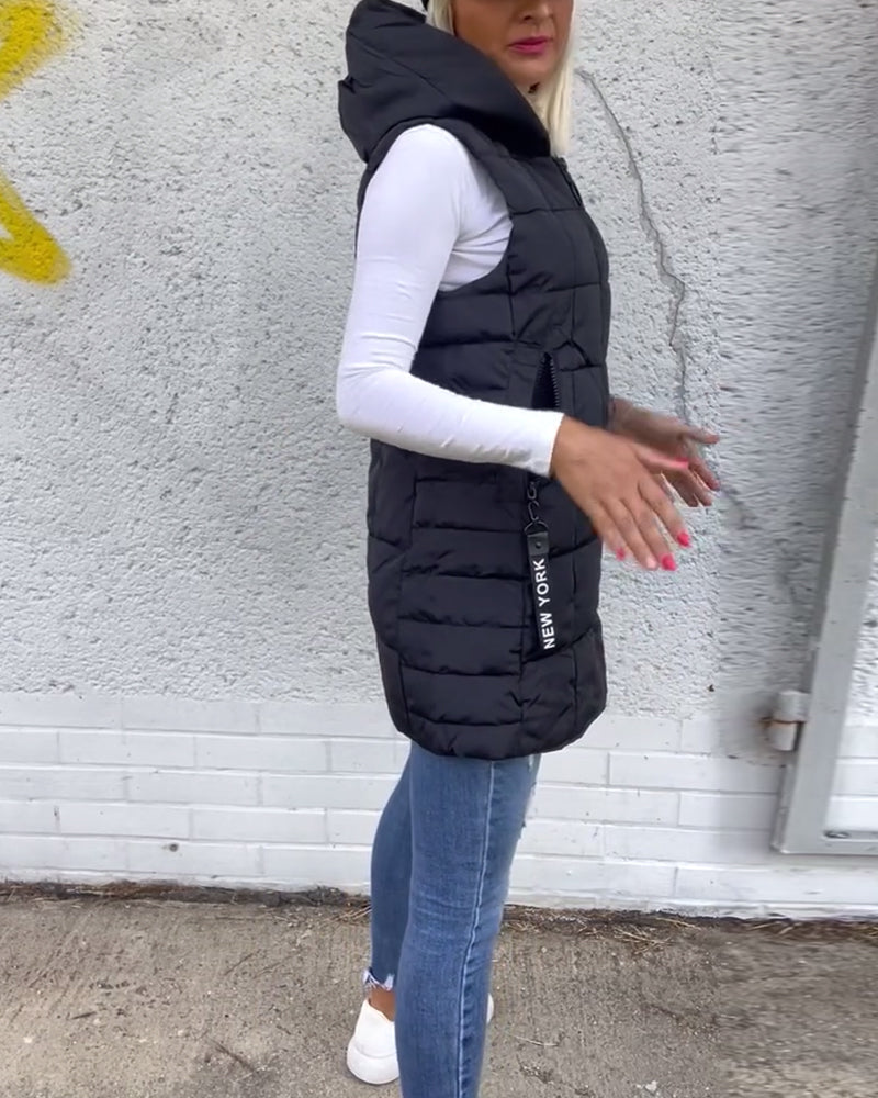 Veste sans manches pour femmes en duvet avec capuche 3