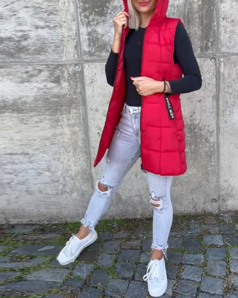 Veste sans manches pour femmes en duvet avec capuche 5