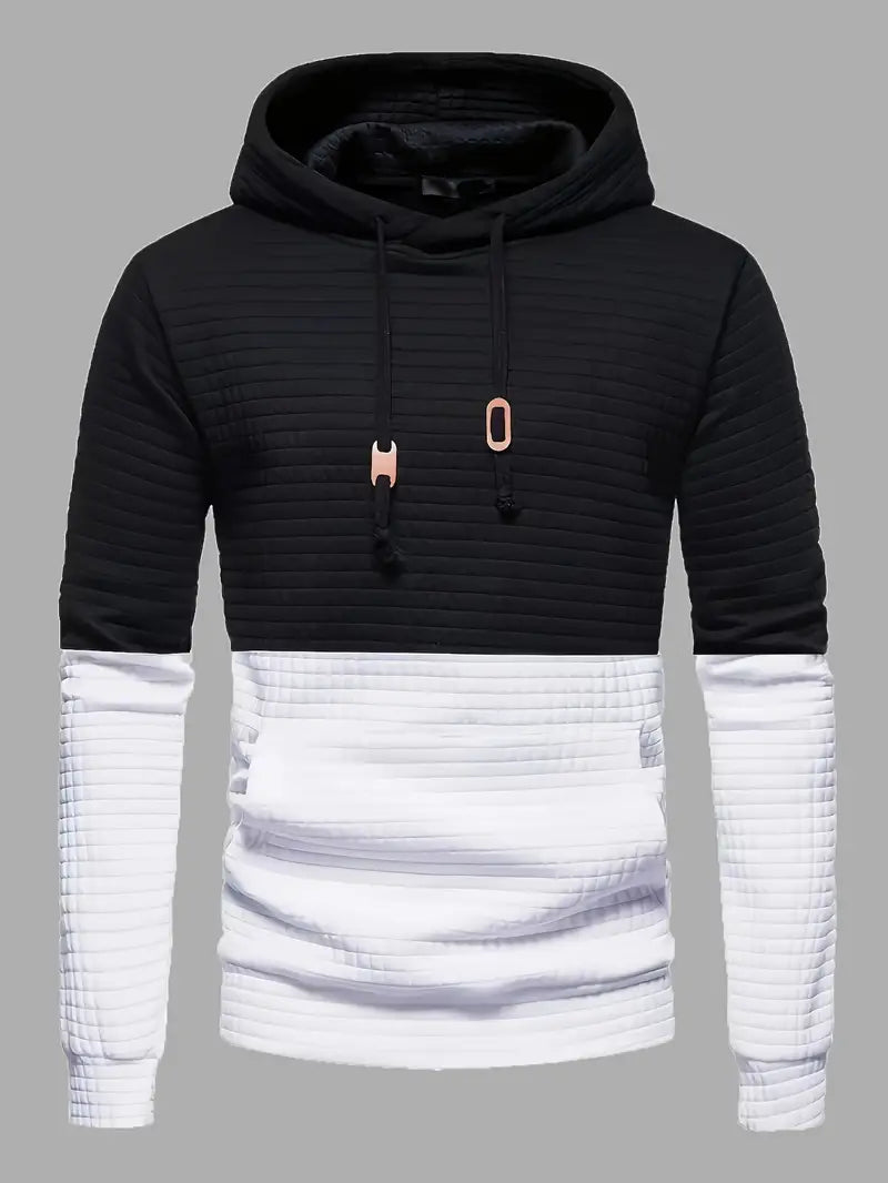 Sweat À Capuche Homme Motif de Gaufre Moderne en Mélange de Coton et Polyester-2