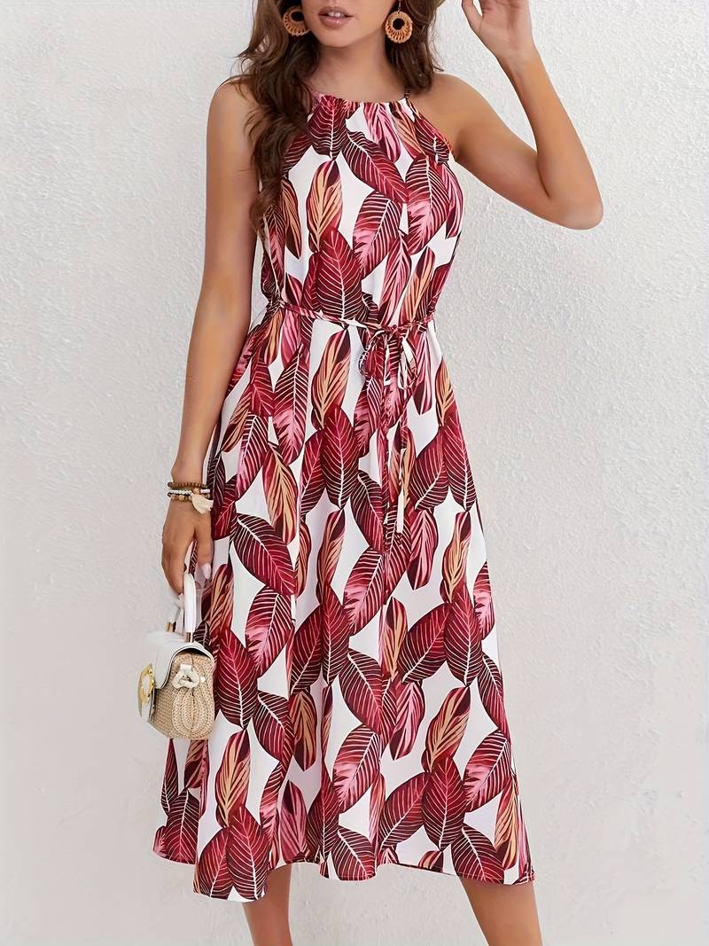 Variant image for Robe de Plage Femme Tropicale Col Halter Légère 100% Polyester-9