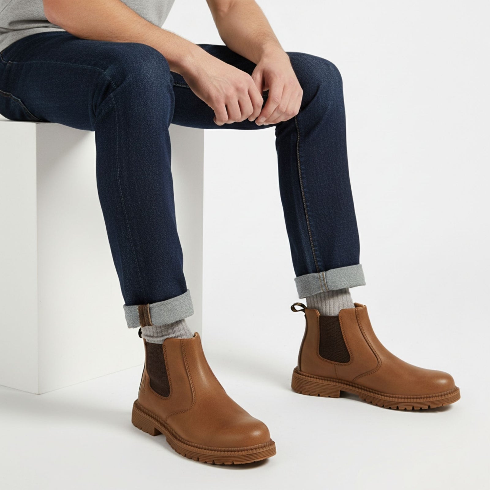 Chaussures de travail en cuir de sécurité imperméables pour hommes