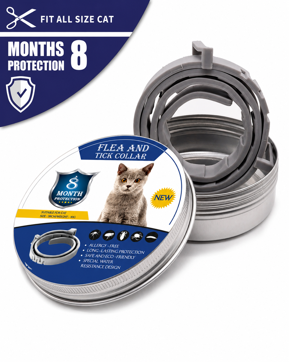 Collier anti-puces et anti-tiques pour chiens et chats