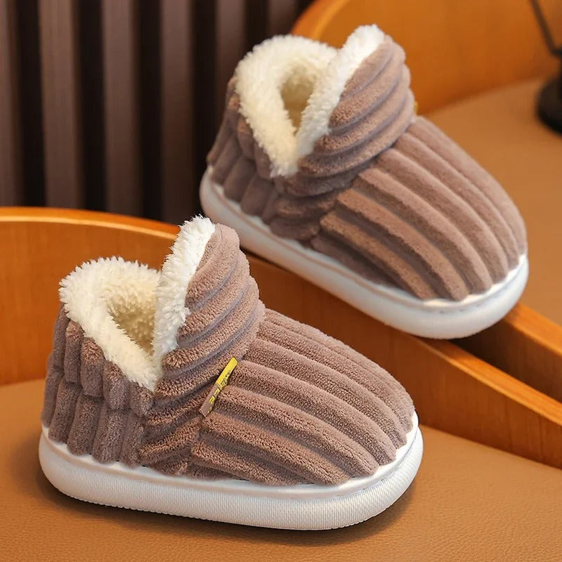 Chaussons en peluche antidérapants à semelle souple pour enfants
