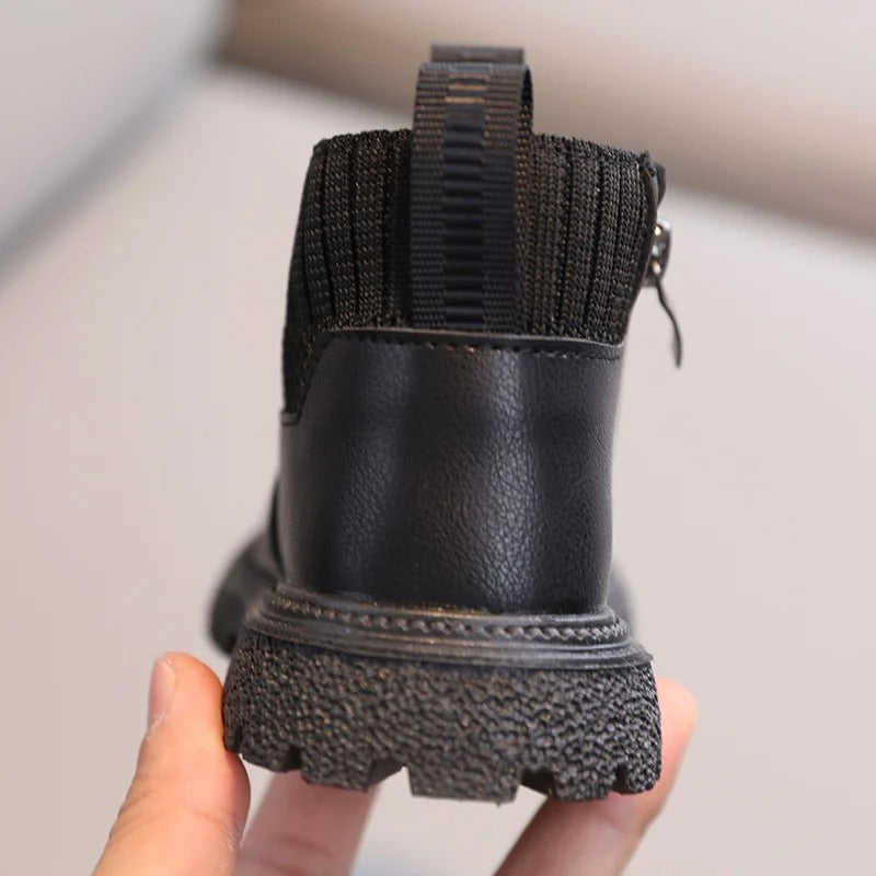Bottes en cuir à fermeture éclair latérale pour enfants