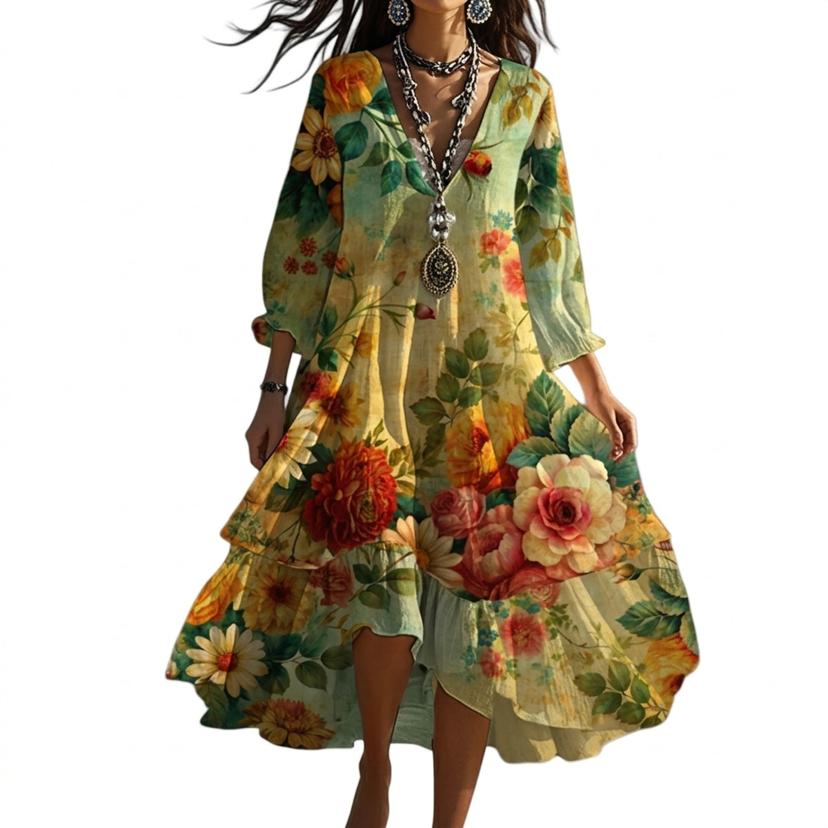 Robe d'été à col en V pour femme
