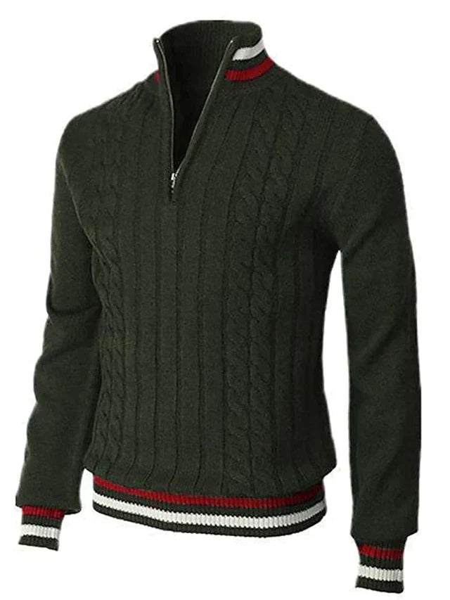 Variant image for Pull Homme Zippé Tricot Doux Élégant-9