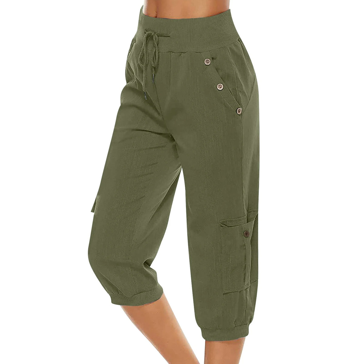 Pantalon court à taille élastique pour femmes