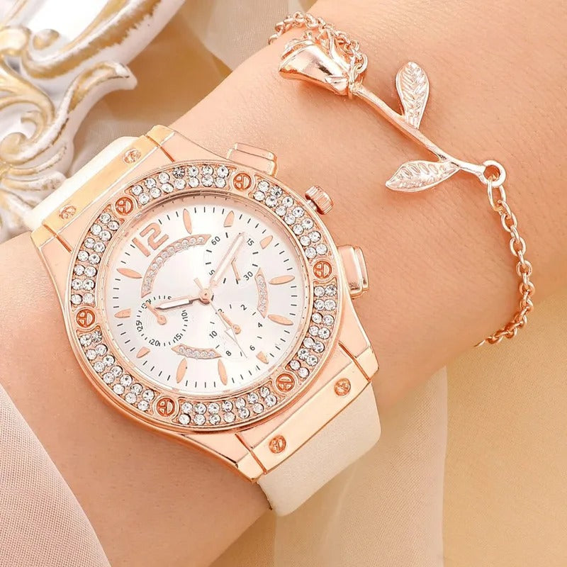 Montre de luxe en strass (2 pièces)