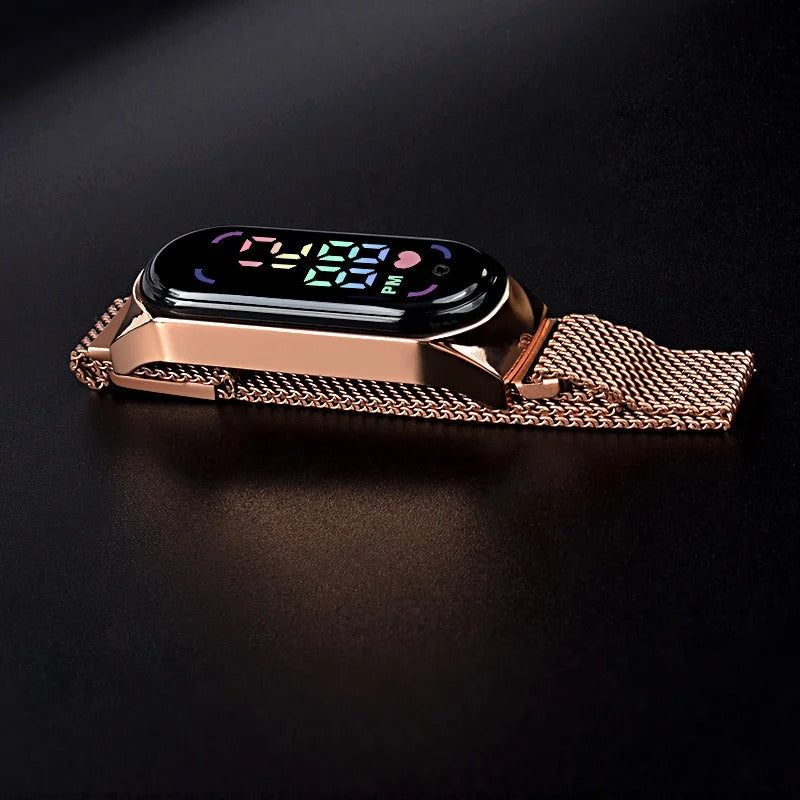 Montre LED à bracelet magnétique pour femme