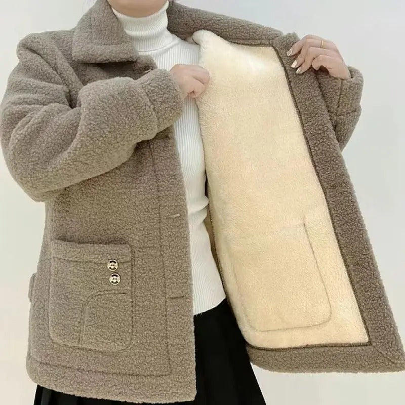 Manteau d'hiver en polaire épaisse pour femmes