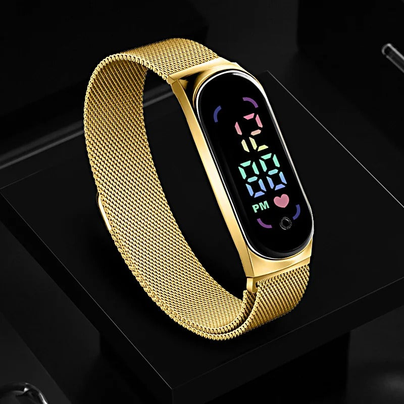 Montre LED à bracelet magnétique pour femme