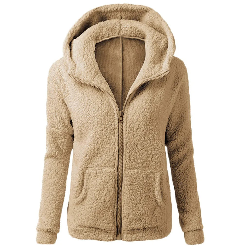 Veste d'hiver à capuche en polaire pour femmes