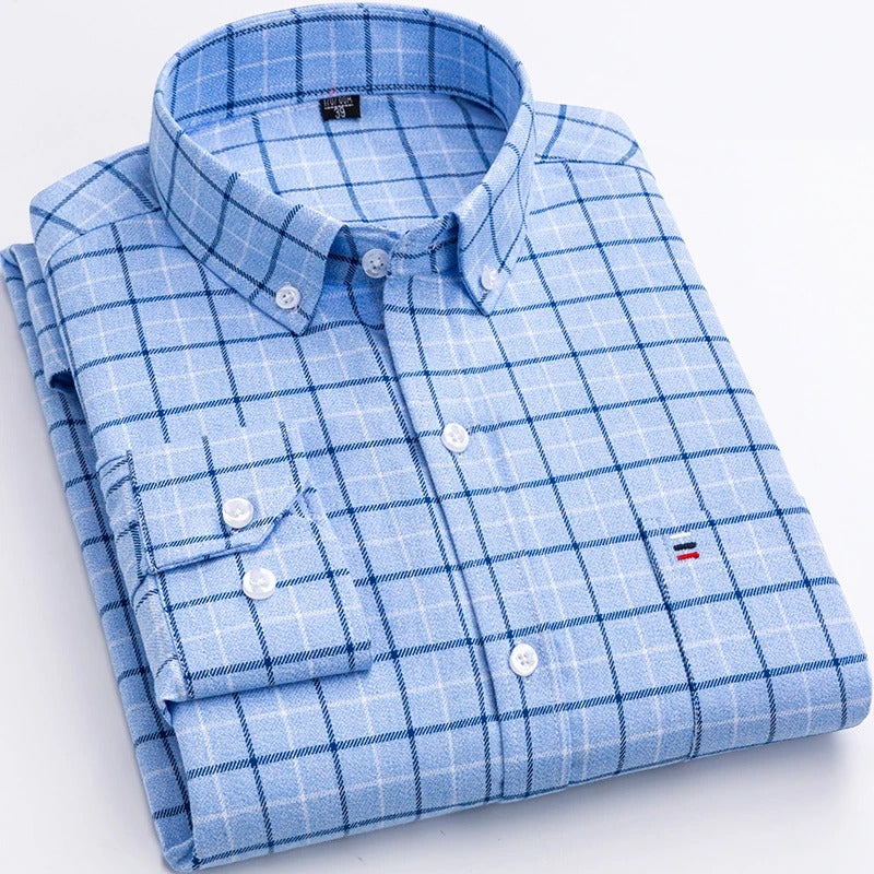 Chemise Homme Carreaux Ajustée 100% Coton-3