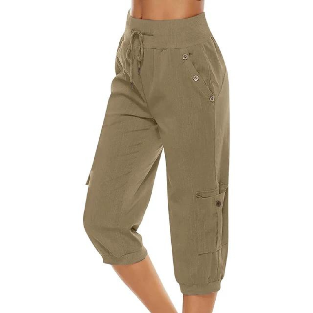 Pantalon court à taille élastique pour femmes