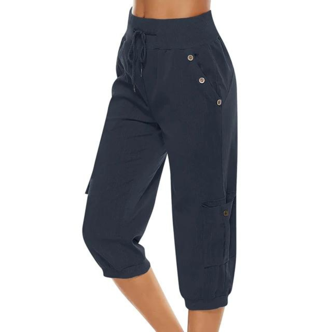 Pantalon court à taille élastique pour femmes