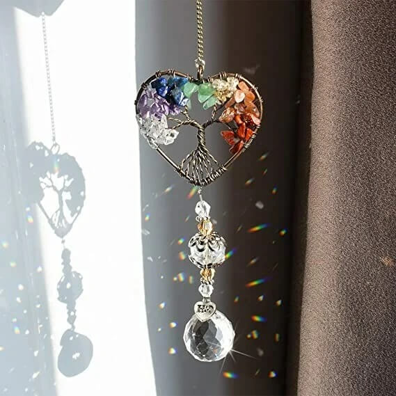 Cristal de l'arbre de vie attrape-soleil