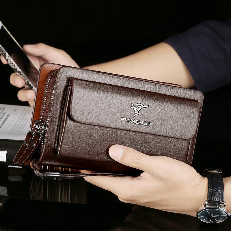 Pochette pour homme en cuir véritable
