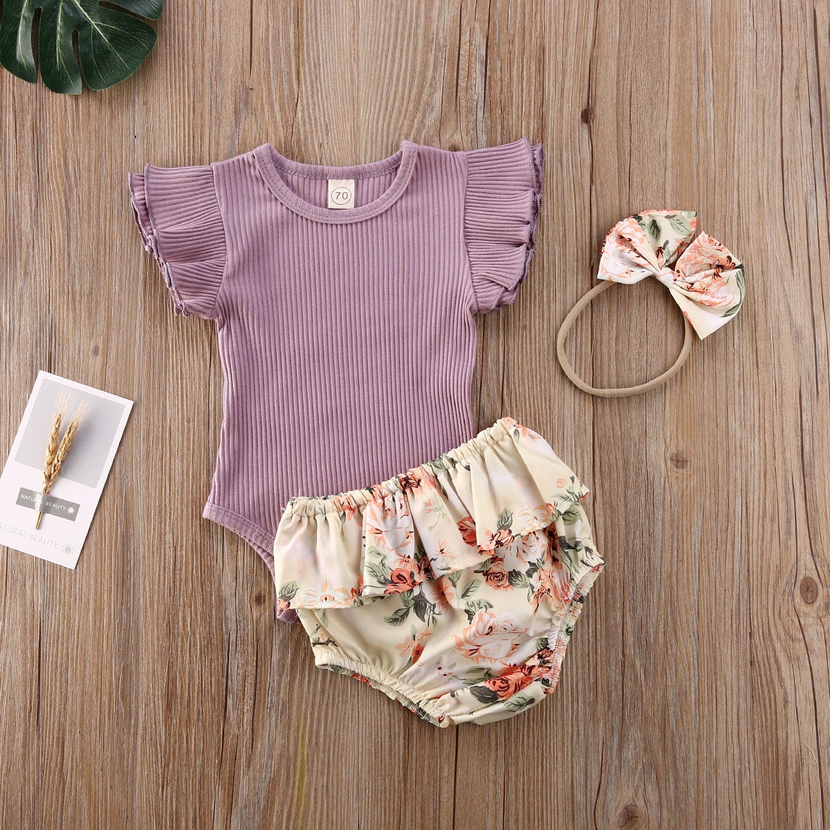 Ruffled Ensemble short à fleurs côtelées