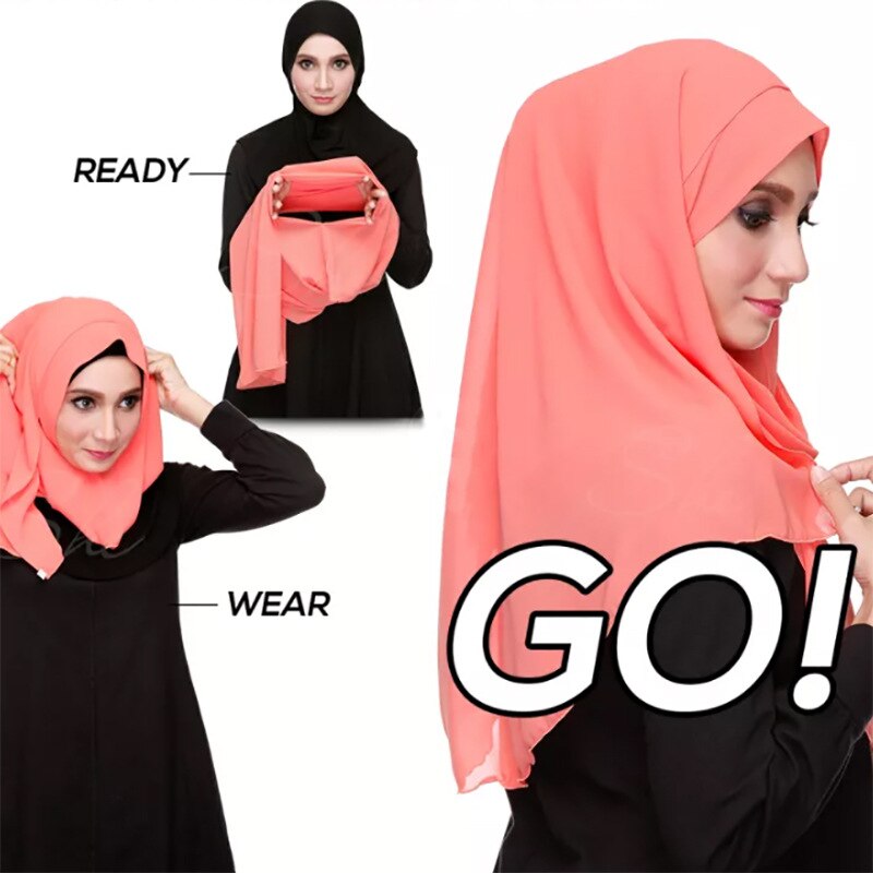 Hijab instantané en mousseline de soie à double boucle