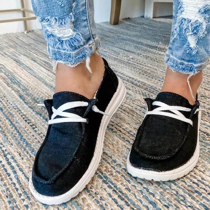 Mocassins à lacets en toile pour femmes