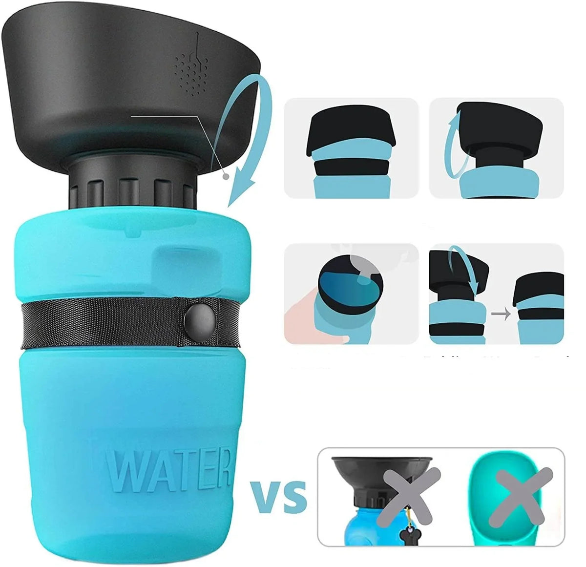Bouteille d'eau pliable pour chien