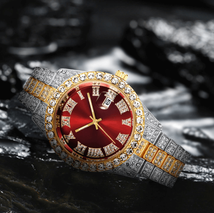 Montre à chiffres romains "Fully Iced Out